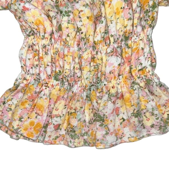 Altar’d State Floral Puff Sleeve Smocked Peplum Top XS Square Neck - Picture 6 of 13